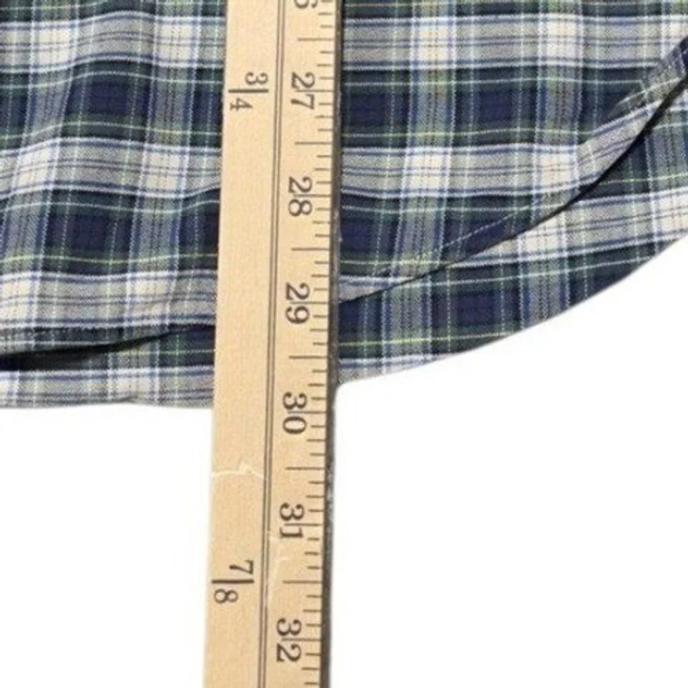 Ralph Lauren Button Down Shirt Mens Medium Blue Plaid Custom‎ Fit Long Sleeve